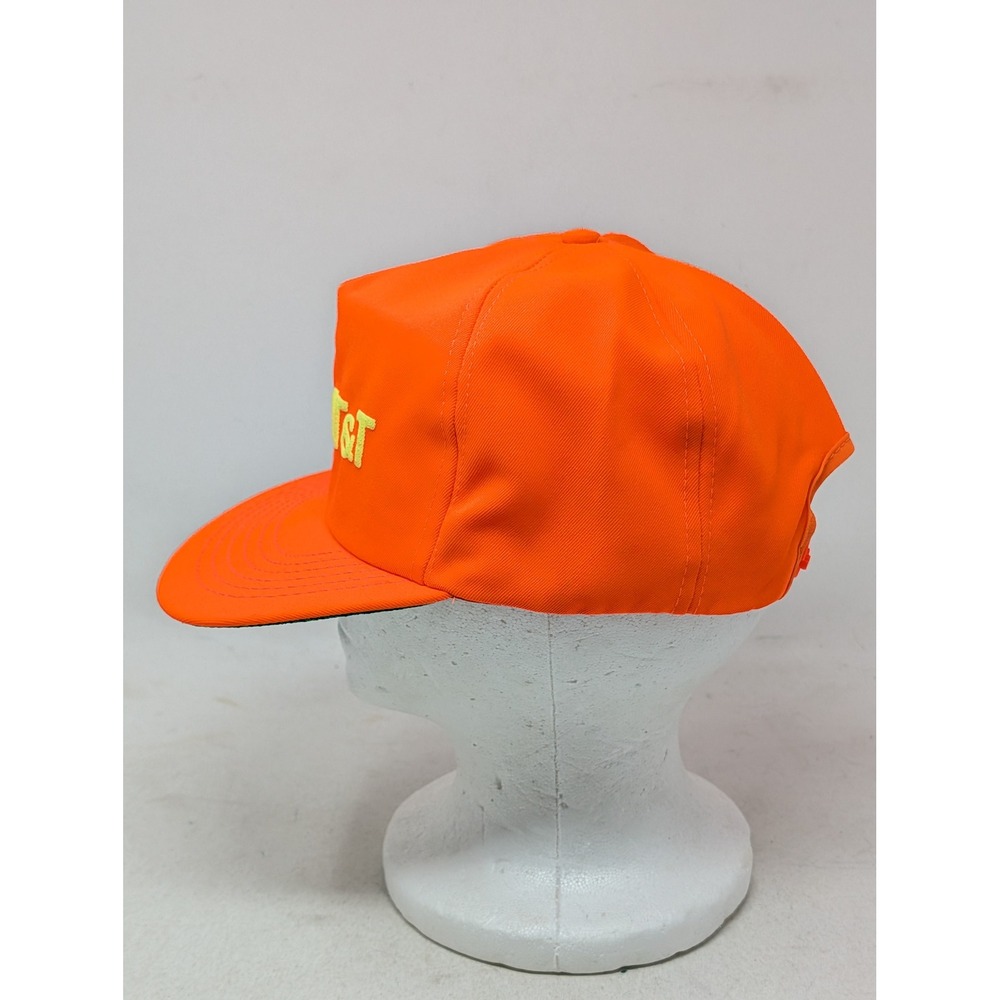 Vintage AT&T Snapback Hat Blaze Orange Kansas One Call Made in USA Mens Cap - Picture 2 of 7